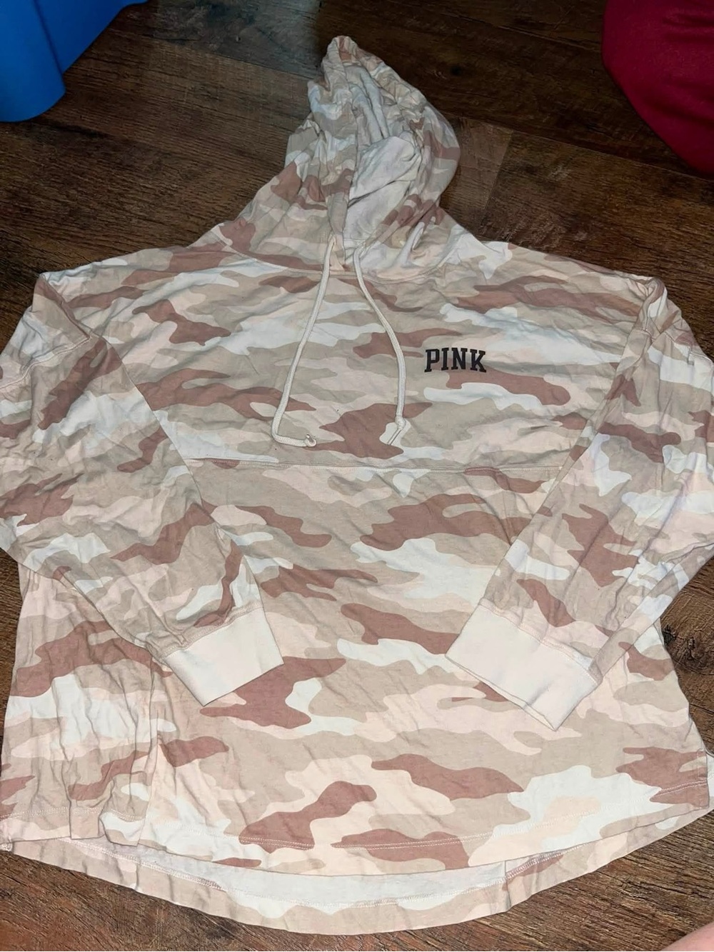 PINK Victoria's Secret Pink & Cream Camo Shirt-Long Sleeve